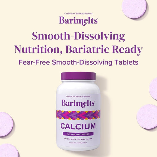 BariMelts Calcium Citrate with Vitamin D3 & Magnesium, 120 Smooth-Dissolving Tablets (1-Month Supply), Bariatric Calcium Supplements