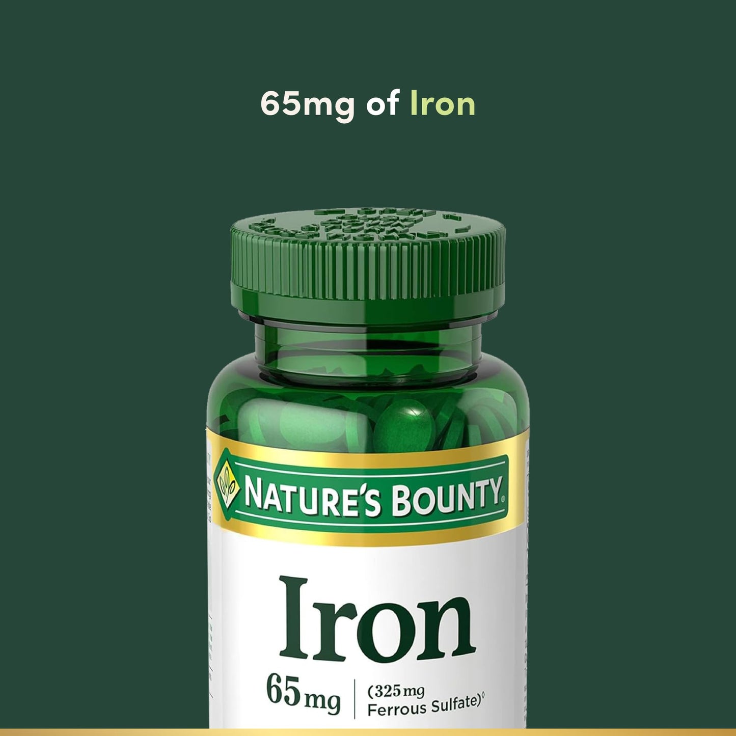 Nature’s Bounty Iron 65mg, 325 mg Ferrous Sulfate, Cellular Energy Support, Promotes Normal Red Blood Cell Production