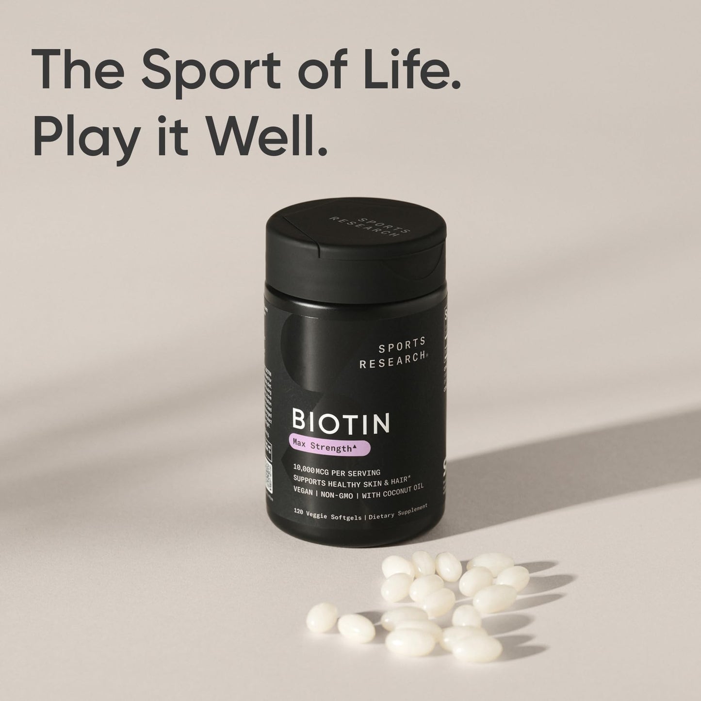 Sports Research® Biotin 10,000mcg with Organic Coconut Oil - Biotin (Vitamin B7) for Healthy Skin and Hair Support* - for Women and Men - Vegan, Non-GMO, Gluten & Soy-Free - 120 Veggie Softgels Sports Research buy supplements Au