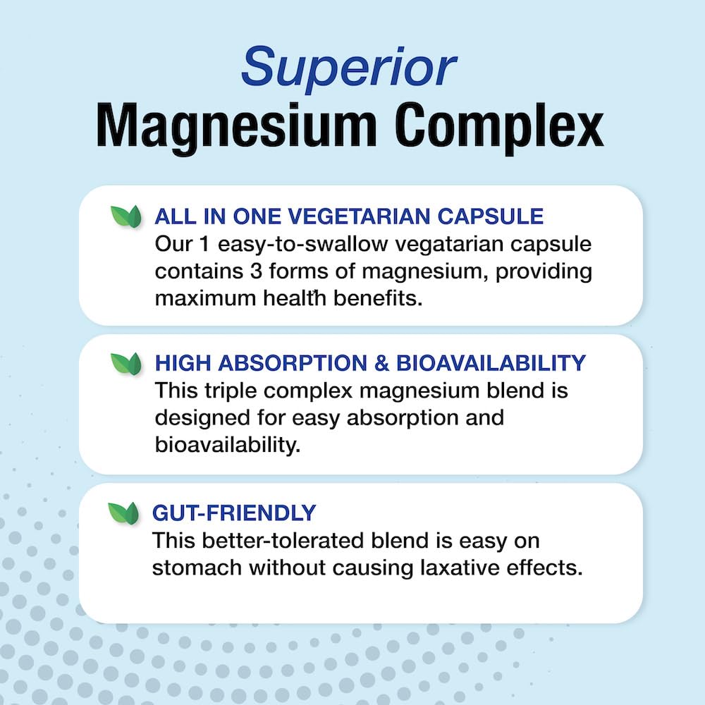 Puregen Labs Triple Magnesium Complex 300mg of Magnesium Glycinate, Malate, & Citrate [High Absorption] 120 Veg Capsules | No Harmful Additives | Non-GMO, NO Gluten and Dairy P Puregen Labs buy supplements Au