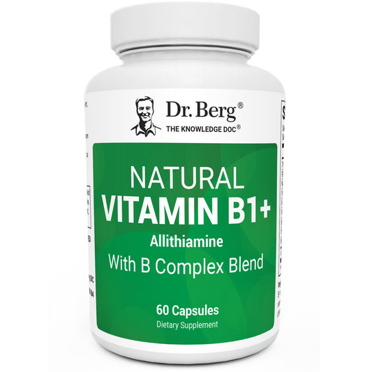 Dr. Berg Natural Vitamin B1 B6 B12 Complex - Allithiamine Vitamin B1 Supplement with 8 Essential Vitamin B Complex for Men & Women Including Thiamin