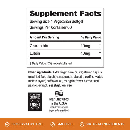 EyePromise Zeaxanthin + Lutein Eye Vitamin - 60 Softgels Capsules Made with Natural Ingredients for Diets Including Gluten Free and Vegetarian