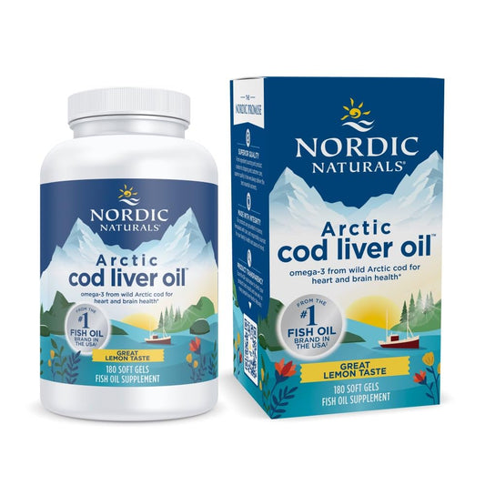 Nordic Naturals Arctic Cod Liver Oil, Lemon - 180 Soft Gels - 750 mg Total Omega-3s with EPA & DHA - Heart & Brain Health, Healthy Immunity, Overall Wellness - Non-GMO - 60 Servings Nordic NaturalsBuy Supplements Australia