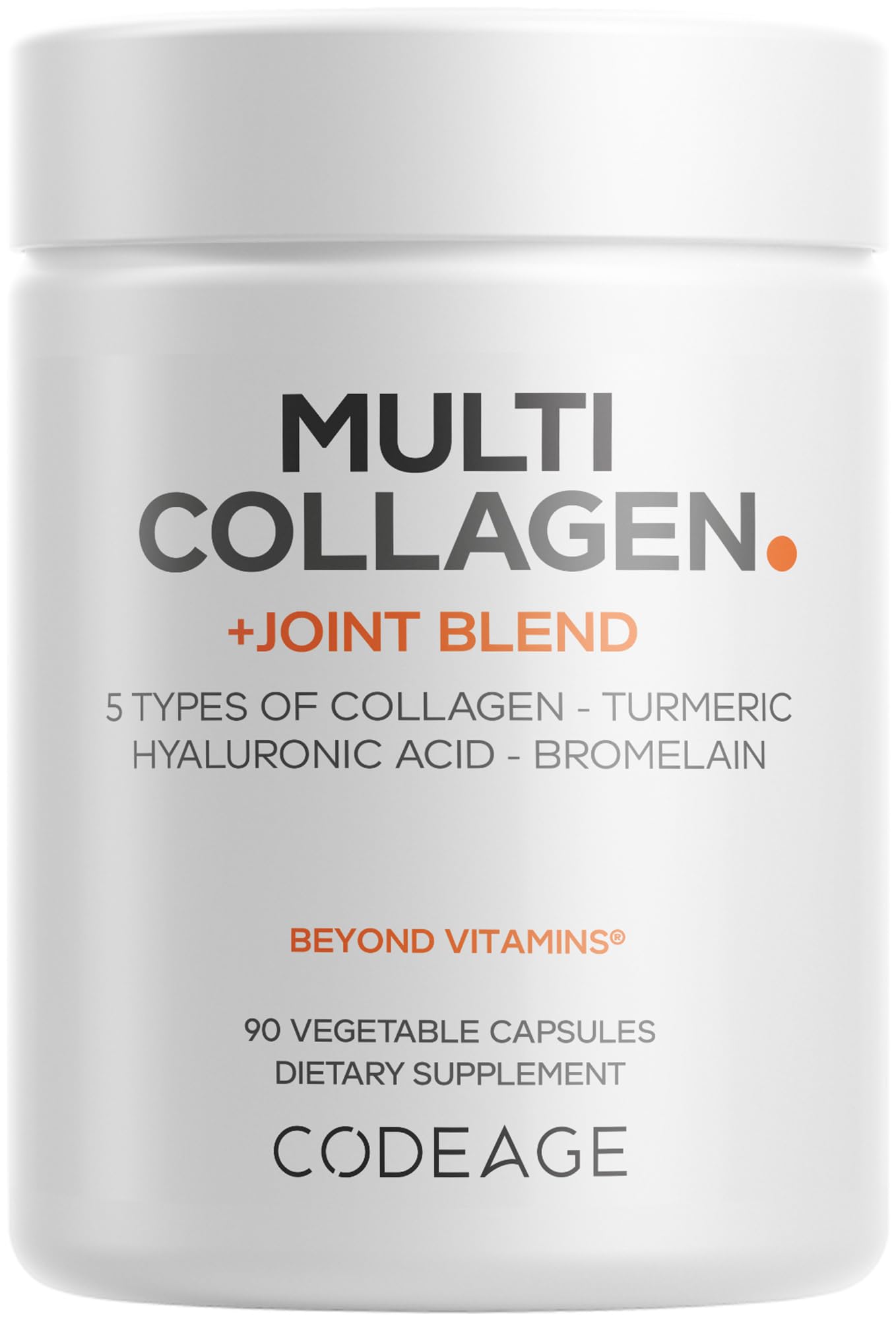 Codeage Multi Collagen Protein + Joint Blend Supplement, Hyaluronic Acid, Bromelain, Turmeric, Ginger, Boswellia, Astaxanthin - Hydrolyzed Bovine Collagen - 5 Collagen Types - Non-GMO - 90 Capsules CodeageBuy Supplements Australia
