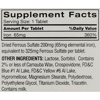 Feosol Original Iron Supplement Tablets, Non-heme, 65mg Iron per Pill, 1 Per Day, 120ct, 4 Month Supply, for Energy and Immune System Support, Made in USA