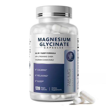 iMATCHME Magnesium Glycinate 850mg Capsules with L-Theanine, Chamomile & GABA for Sleep, Calmness, Muscle, Bone Health & Immune Support, Magnesium for Women and Men, Vegan, High-Absorption, 120 Count iMATCHMEBuy Supplements Australia