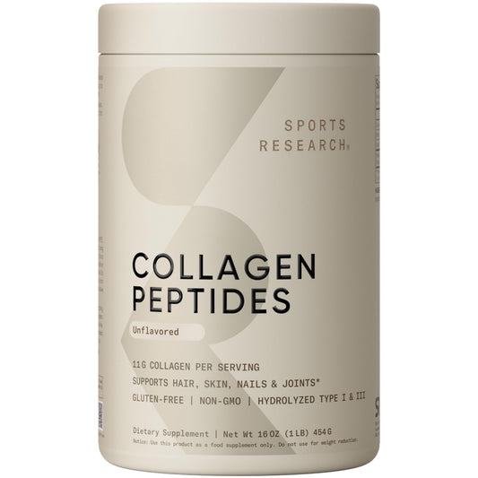 Sports Research Collagen Peptides - Hydrolyzed Type 1 & 3 Collagen Powder Protein Supplement for Healthy Skin