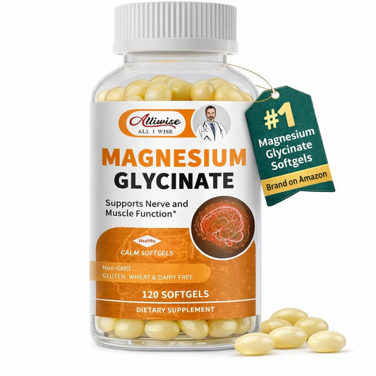 Magnesium Glycinate 400mg Softgels with Vitamin D3 & B6,Small Easy to Swallow Gel Caps,High Absorption, Gentle on Stomach,Supports Sleep, Muscle & Calm,Bone Health,120 Softgels AlliwiseBuy Supplements Australia