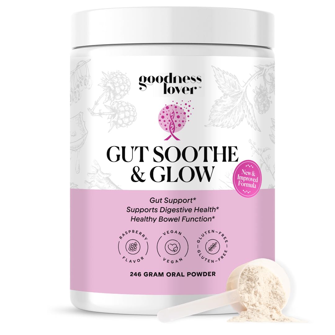 Goodness Lover Gut Soothe & Glow, Gut Digestive Support Supplement with L-Glutamine Powder and MSM, Support Bloat Relief, with Aloe Vera, Slippery Elm, Lemon Balm, 30 Servings Goodness Lover buy supplements Au