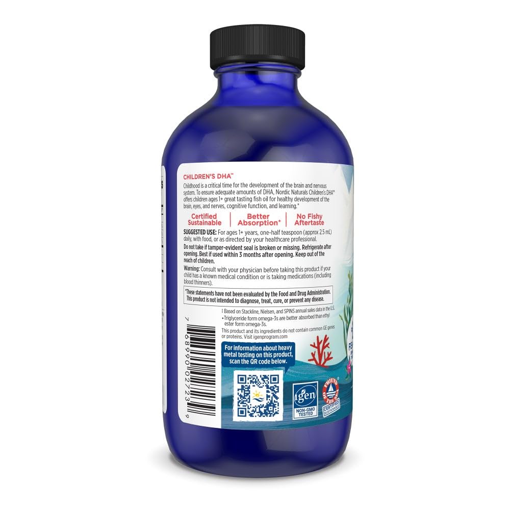 Nordic Naturals Children’s DHA, Strawberry - 8 oz for Kids - 530 mg Omega-3 with EPA & DHA - Brain Development & Function - Non-GMO - 96 Servings Nordic NaturalsBuy Supplements Australia
