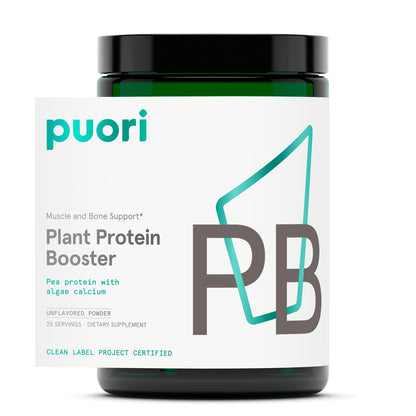 Puori Vegan Protein Powder, Unflavored - Plant-Based Protein Powder with Pea Protein, Algae Calcium - Workout Supplement for Sustained Energy, Bone Health, Muscle Recovery & Growth - 25 Servings