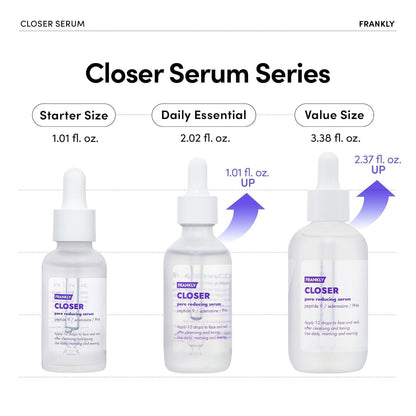 FRANKLY Closer Serum | Pore Minimizer Serum | 9 Peptides, Vegan Collagen, Adenosine, PHA | Korean Pore Minimizer for Glass Skin