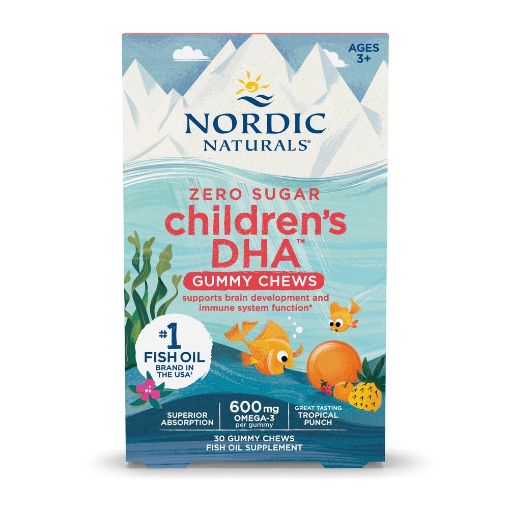 Nordic Naturals Zero Sugar Children’s DHA Gummy Chews, Tropical Punch - 30 Gummy Chews for Kids - 600 mg Total Omega-3s - Brain Development, Learning, Healthy Immunity - Non-GMO - 30 Servings Nordic NaturalsBuy Supplements Australia