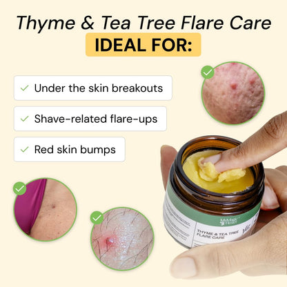 MyMagicHealer Thyme & Tea Tree Flare Care | Cystic Acne, Folliculitis, Ingrown Hair, Keratosis Pilaris, Razor Bumps, Body Bumps, Blind Pimples Multi-purpose Solution