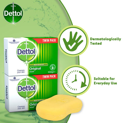 Dettol Anti Bacterial Original Soap 100g Twin Pack Dermatologically Tested