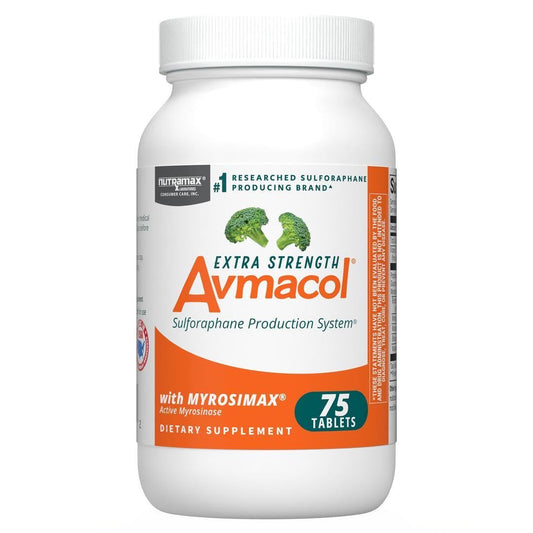 Nutramax Laboratories Avmacol Extra Strength #1 Researched Sulforaphane-Producing Brand for Detoxification with Glucoraphanin and Active Myrosinase, Immune Health, Adults & Children, 75 Tablets Nutramax LaboratoriesBuy Supplements Australia