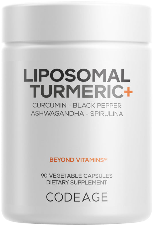 Codeage Organic Turmeric Supplement - 95% Curcumin Extract Pills - Liposomal Fermented Botanical Blend Black Pepper, Ashwagandha, Ginger, Stephania, Boswelia, Cumin, Digestive Bitters - 90 Capsules CodeageBuy Supplements Australia