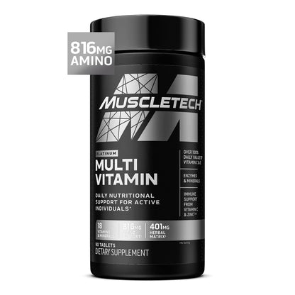MuscleTech Platinum Multivitamins for Men & Women - Multi-Vitamin Supplement for Immune Support - 18 Vitamins & Minerals, Vitamin A C D E B6 B12