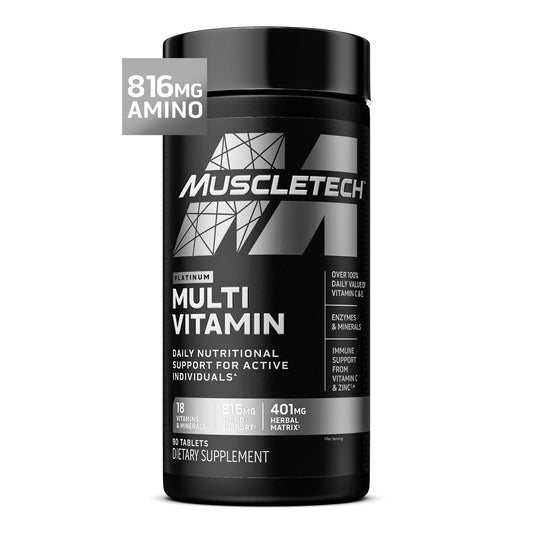 MuscleTech Platinum Multivitamins for Men & Women - Multi-Vitamin Supplement for Immune Support - 18 Vitamins & Minerals, Vitamin A C D E B6 B12