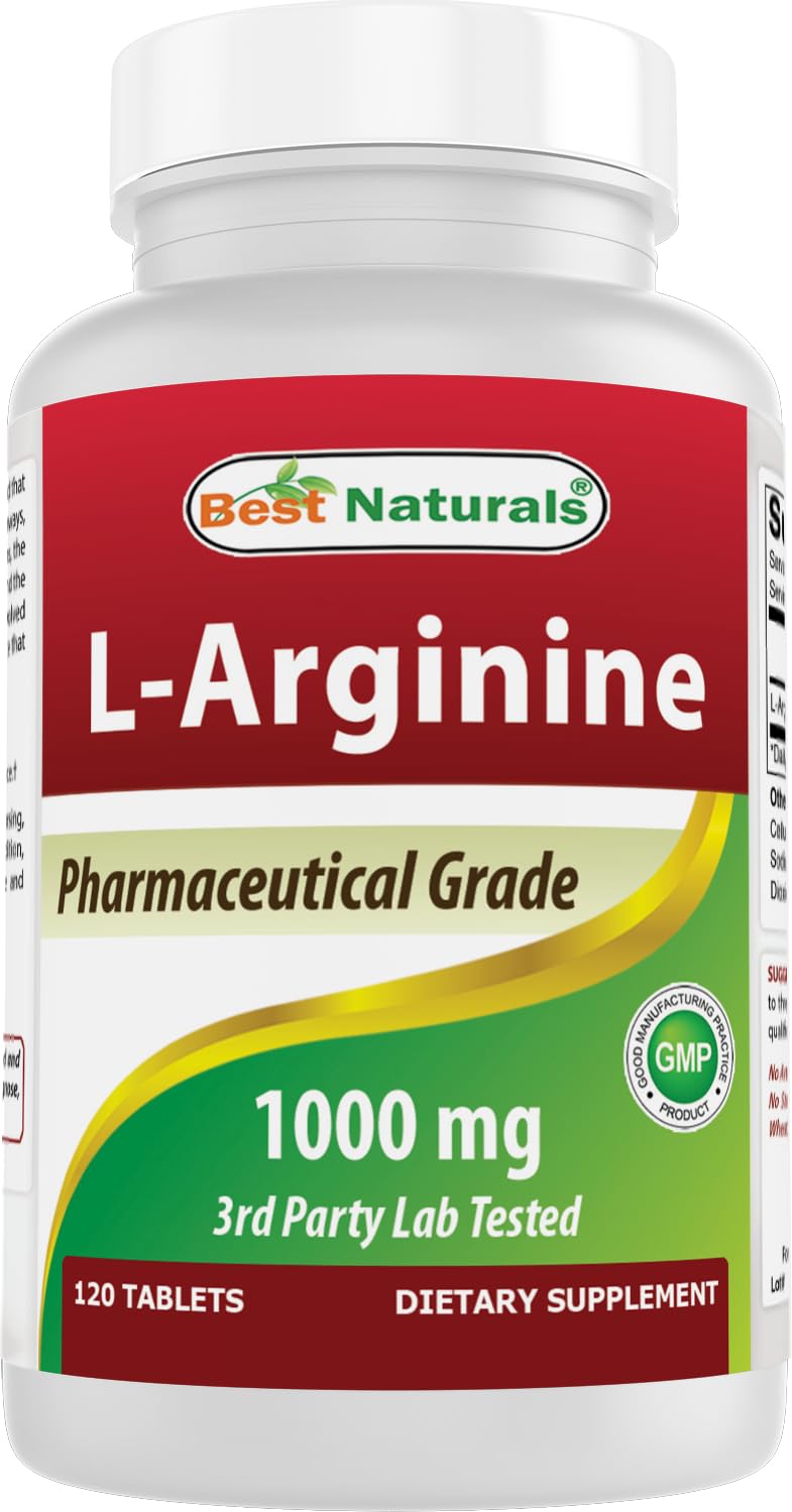 (New Improved Formula) Best Naturals L-Arginine 1000 mg 120 Tablets - Pharmaceutical Grade L Arginine Supplement