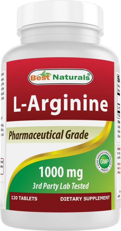 (New Improved Formula) Best Naturals L-Arginine 1000 mg 120 Tablets - Pharmaceutical Grade L Arginine Supplement