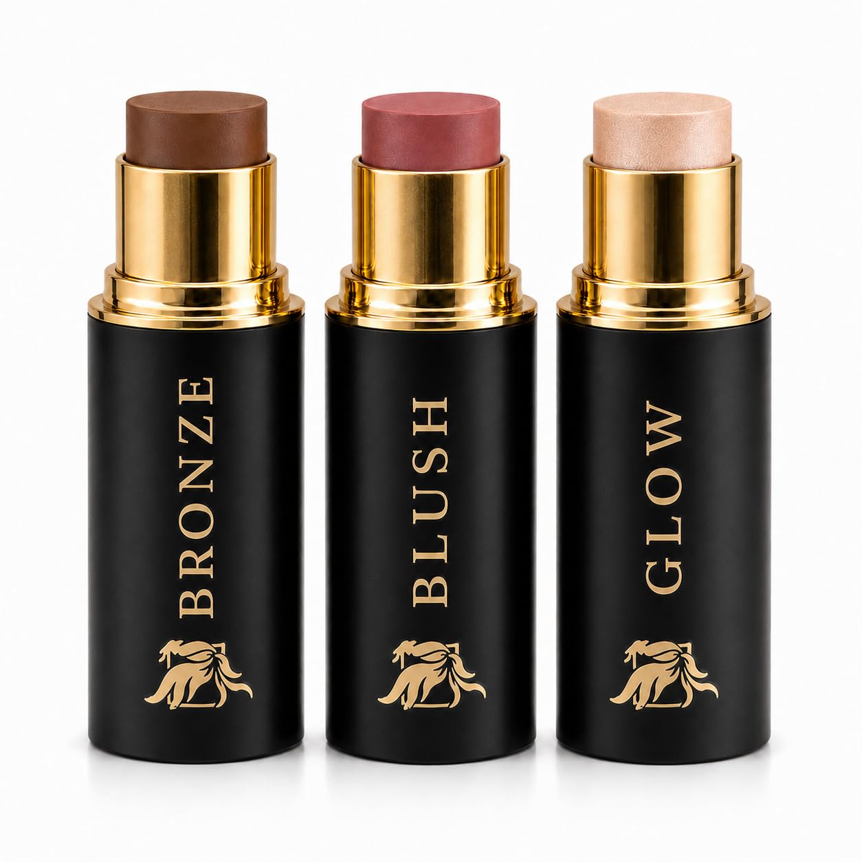 Cream Contour Stick Set – Blush, Bronzer & Highlighter Trio | Hydrating, Buildable, High-Pigment Makeup with Shea Butter & Vitamin E | Phoenix Beauty Gift Set (Enchanted)