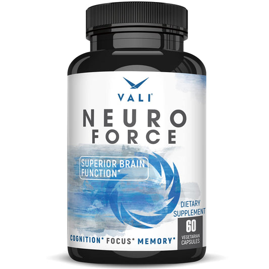 VALI Neuro Force Brain Booster Supplement for Focus, Memory, Clarity & Energy. Extra Strength Nootropic Cognitive Function Support for Mental Performance. with Natural Caffeine. 60 Veggie Capsules VALIBuy Supplements Australia