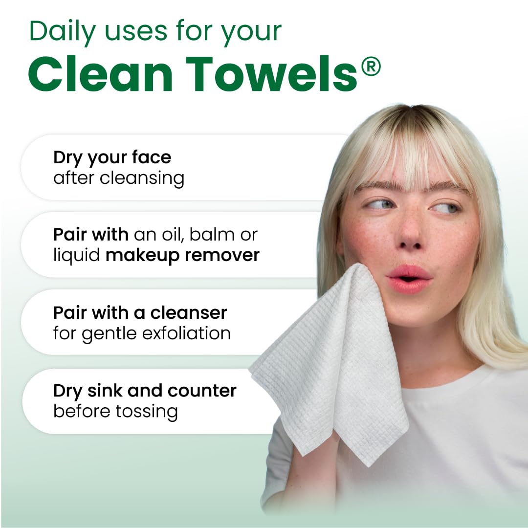 CLEAN SKIN CLUB Sensitive Skin Clean Towels® XL, Ultra-Soft Disposable Face Dry Wipes Infused with Aloe & Glycerin