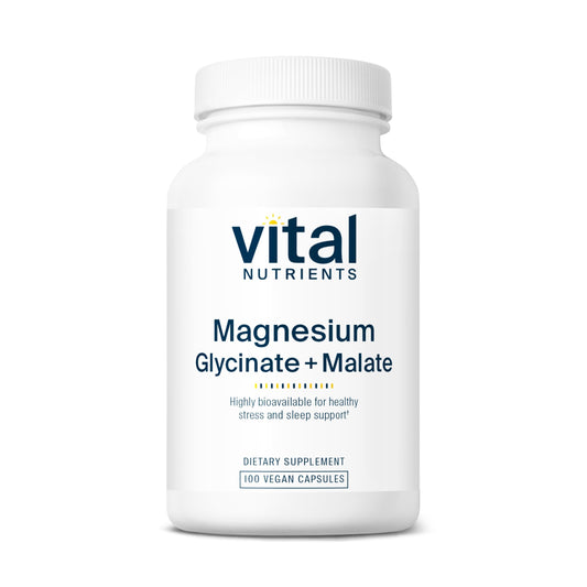 Vital Nutrients Magnesium Glycinate + Malate - 120mg Vegan Magnesium Supplement for Women and Men - Muscle, Heart, Bone Support* - Promotes Relaxation - Gluten, Dairy and Soy Free - 100 Capsules Vital NutrientsBuy Supplements Australia