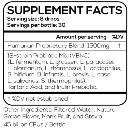 Probonix Humarian Liquid Probiotics for Women - 12-Strain Probiotic Drops to Fortify Women’s Gut Health, Vaginal Health, Immunity and Overall Wellness - 30-Day Supply - Delicious Grape Flavor Probonix buy supplements Au