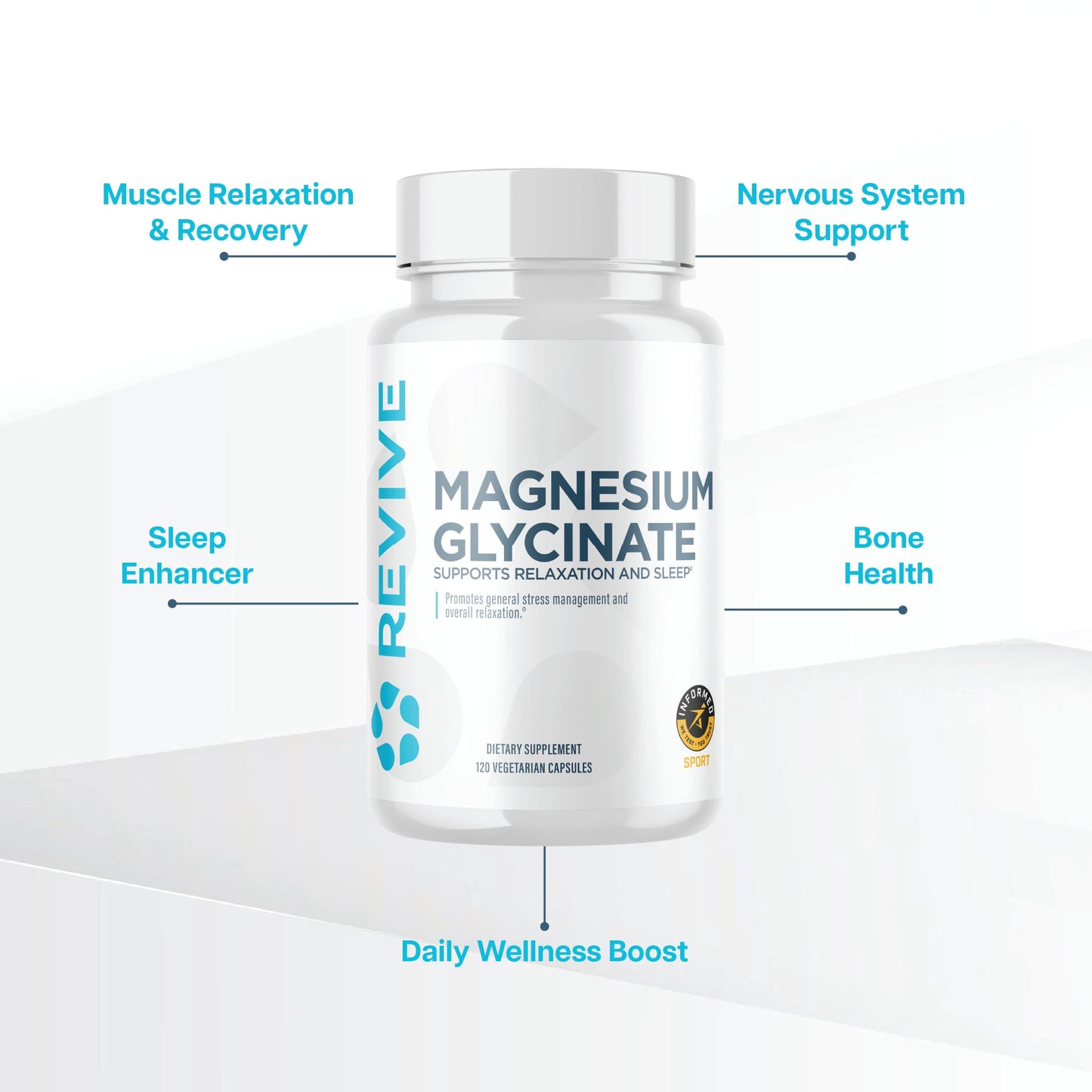 Revive MD Pure Magnesium Glycinate 200mg – High Absorption Supplement for Relaxation, Stress Relief, Sleep & Memory Support – Promotes Strong Bones