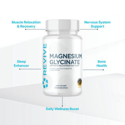 Revive MD Pure Magnesium Glycinate 200mg – High Absorption Supplement for Relaxation, Stress Relief, Sleep & Memory Support – Promotes Strong Bones