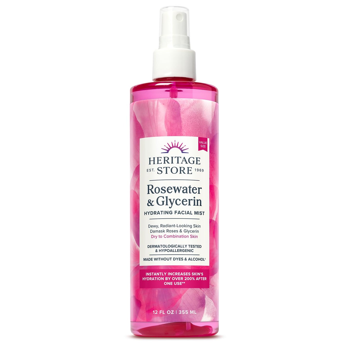 HERITAGE STORE Rosewater & Glycerin Hydrating Facial Mist - Dry Combination Skin Care