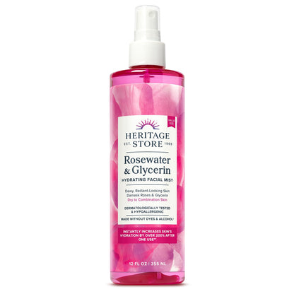 HERITAGE STORE Rosewater & Glycerin Hydrating Facial Mist - Dry Combination Skin Care