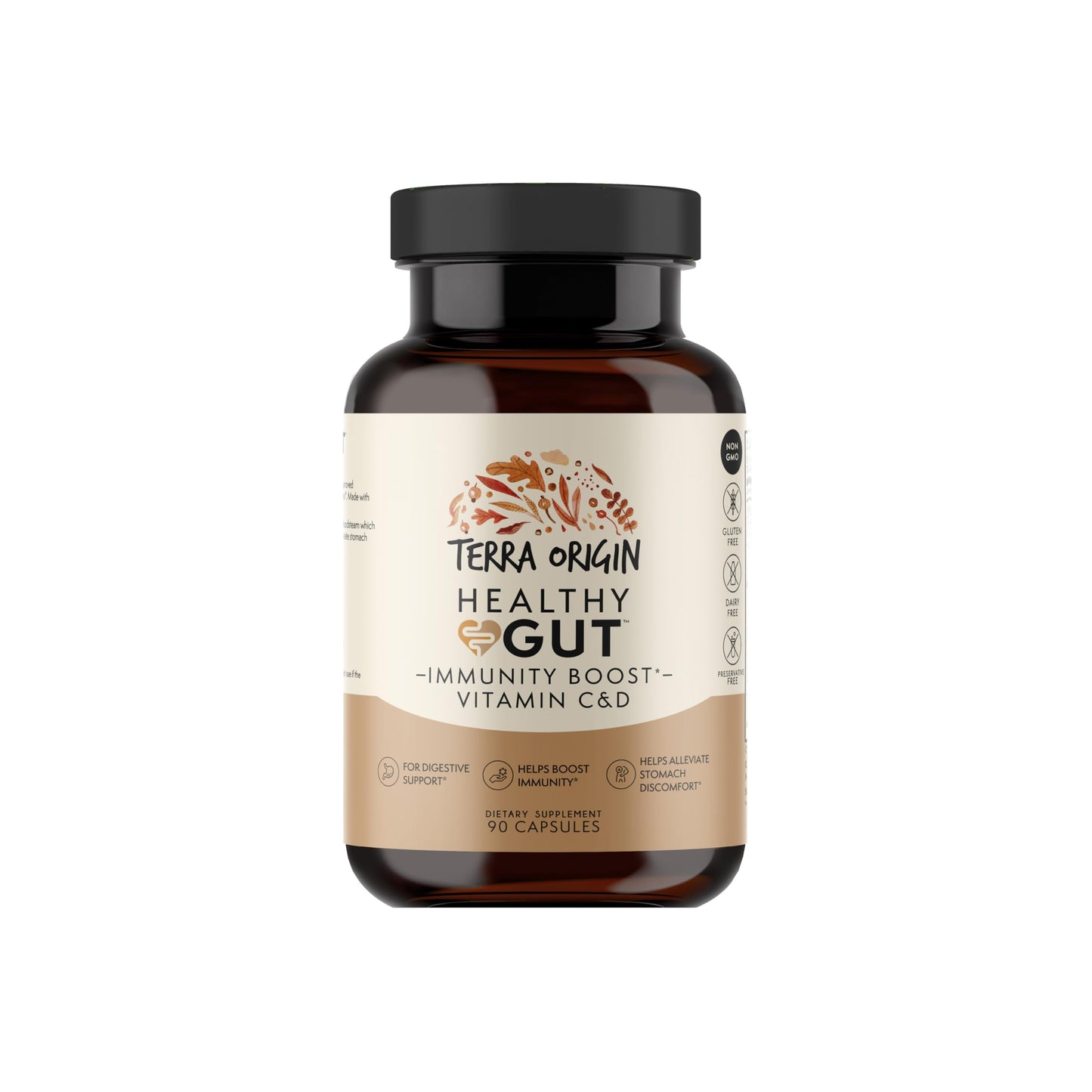 TERRA ORIGIN Healthy Gut Capsules with Immunity Boost | 90 Capsules | Non GMO, Gluten Free, Dairy Free | Digestive Support for Men and Women TERRA ORIGINBuy Supplements Australia