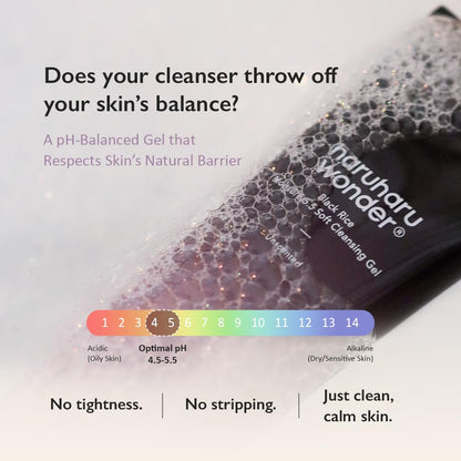 HARUHARU wonder Black Rice Moisture 5.5 Soft Cleansing Gel, Gentle Daily Cleanser, Low 5.5pH, Moisture Balance, Soap Free