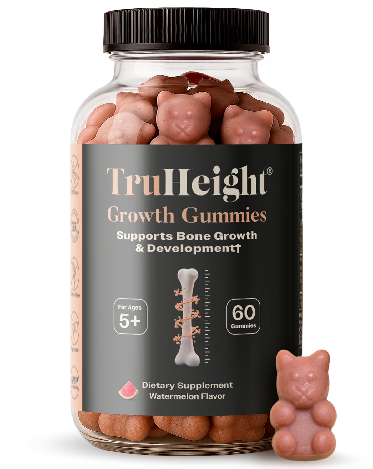 TruHeight Growth Gummies (Watermelon) Tall Nutrition for Natural Growth Supplement for Kids & Teens - Vitamin D, K, Calcium & Ashwagandha, Bone Strength Vitamins D3 K2, Picky Eater, Taller Ages 5+ ProHeightBuy Supplements Australia
