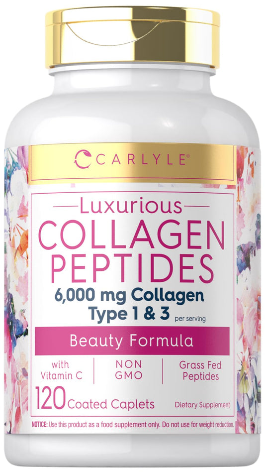 Carlyle Collagen Peptides with Vitamin C | 6000mg | 120 Caplets | Grass Fed Type II & III | Beauty Formula | Non-GMO, Gluten Free Supplement Carlyle buy supplements Au