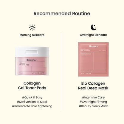 Biodance Collagen Gel Toner Pads, Pore Minimizer for Face, Improving Elasticity, Plumping Toner Pads for Sensitive Skin