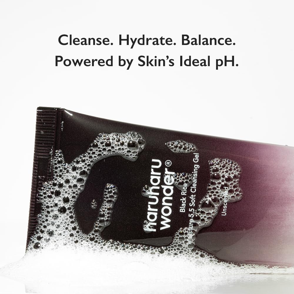 HARUHARU wonder Black Rice Moisture 5.5 Soft Cleansing Gel, Gentle Daily Cleanser, Low 5.5pH, Moisture Balance, Soap Free