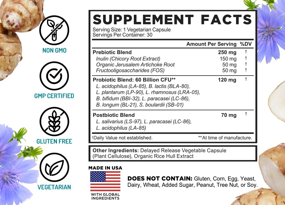 FarmHaven 60 Billion CFU Probiotic - 8 Probiotic Strains - Prebiotics & Postbiotics - Supports Digestive & Immune Health - Delayed Release - Shelf Stable - Non-GMO, Gluten Free - 30 Caps FarmHavenBuy Supplements Australia