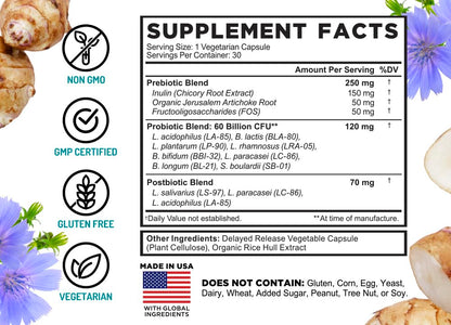 FarmHaven 60 Billion CFU Probiotic - 8 Probiotic Strains - Prebiotics & Postbiotics - Supports Digestive & Immune Health - Delayed Release - Shelf Stable - Non-GMO, Gluten Free - 30 Caps FarmHavenBuy Supplements Australia