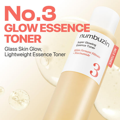 numbuzin No.3 Super Glowing Essence Toner, Fermented Toner for Skin Glow & Texture, Bifida, Niacinamide, Hydrating