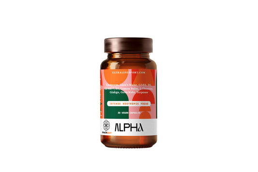 Ultra Life Sport - Alpha Nootropic - 30 Capsule Body and Brain Supplements for Memory and Focus - L-Theanine, B Vitamins, Lion's Mane, Cordyceps Mushrooms, Vitamin D3, K2 MK-7, Lemon Balm and Ginkgo Ultra Life Sport buy supplements Au