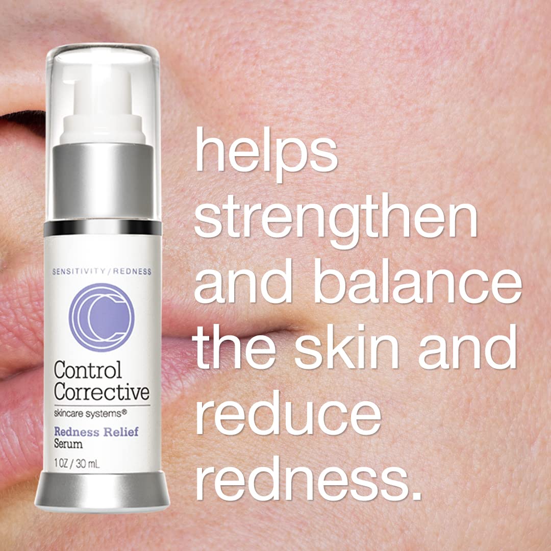 CONTROL CORRECTIVE Redness Relief Serum, 1 Oz - Botanical Extracts & Skin Balancing Vitamins, Calms, Hydrates & Strengthens Sensitive Skin, No Parabens Or Synthetic Dyes, Japanese Green Tea, Soothing