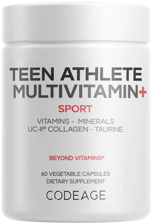 Codeage Teen Athlete Multivitamin+ Sports Supplement - Creatine, Methylated B Vitamins, Taurine, UC-II Collagen Codeage