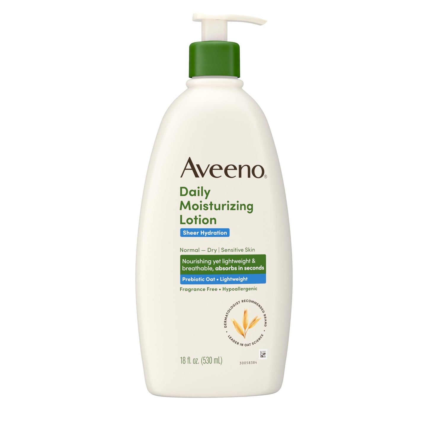 Aveeno Sheer Hydration Fragrance-Free Daily Moisturizing Lotion with Prebiotic Oat for Dry Skin, Lightweight