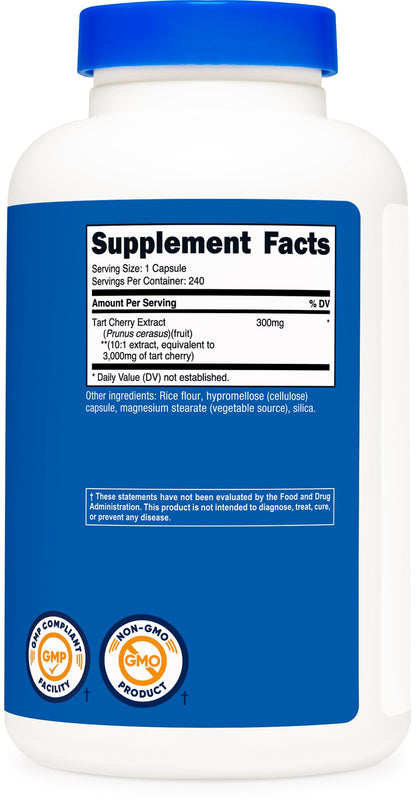 Nutricost Tart Cherry Extract 240 Vegetarian Capsules for 240 Servings per Bottle - Gluten Free, Non-GMO