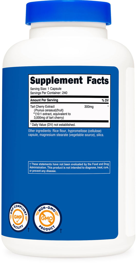 Nutricost Tart Cherry Extract 240 Vegetarian Capsules for 240 Servings per Bottle - Gluten Free, Non-GMO