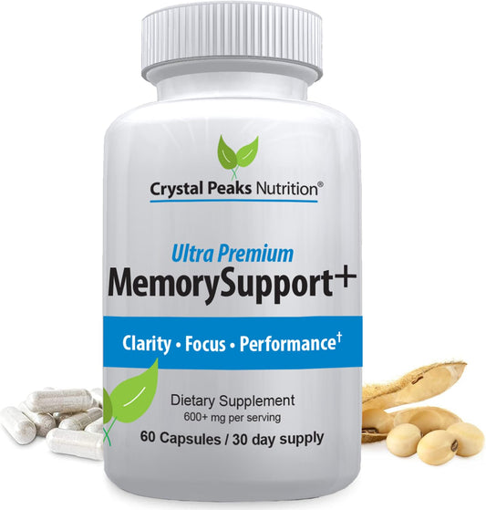Crystal Peaks Nutrition Ultra Premium Memory Support dietary supplement bottle on a white background
